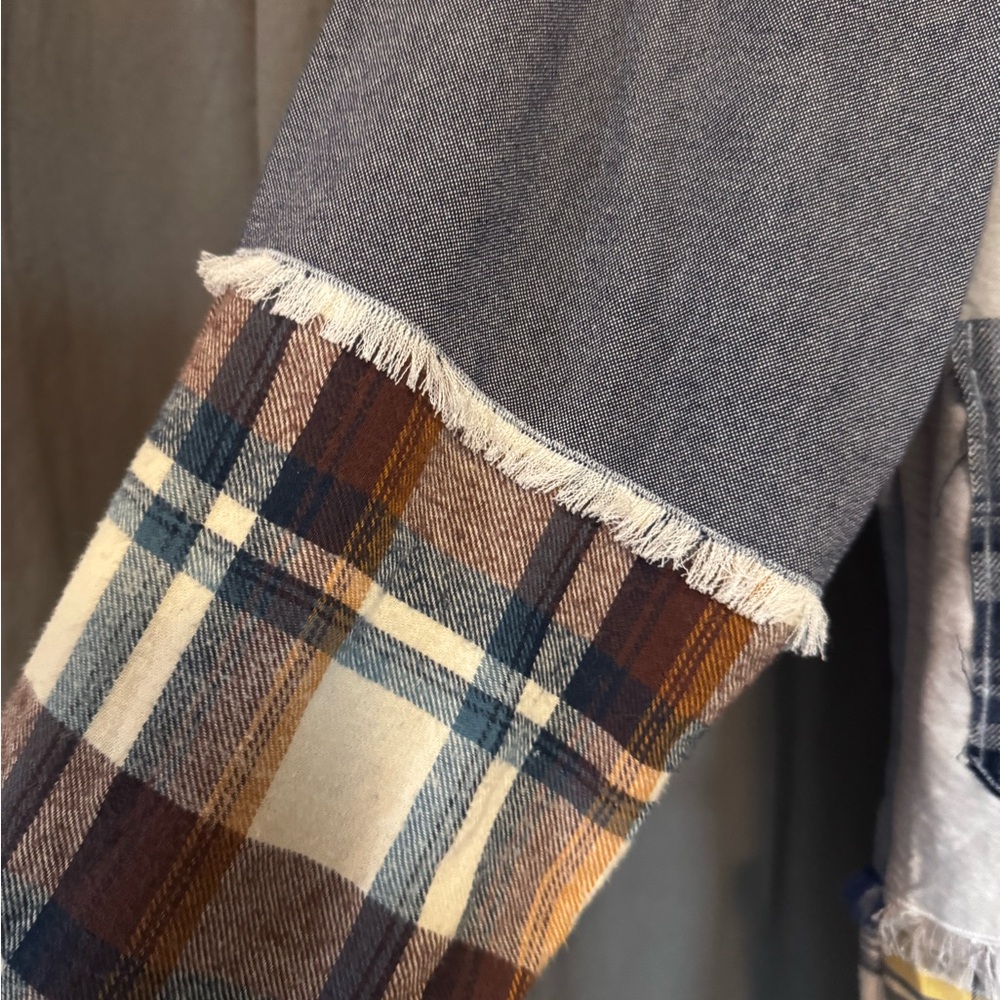 Patchwork Plaid Upcycled Refashioned Button Down … - image 3